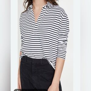 Frank & Eileen Black and White Striped Long Sleeve Top